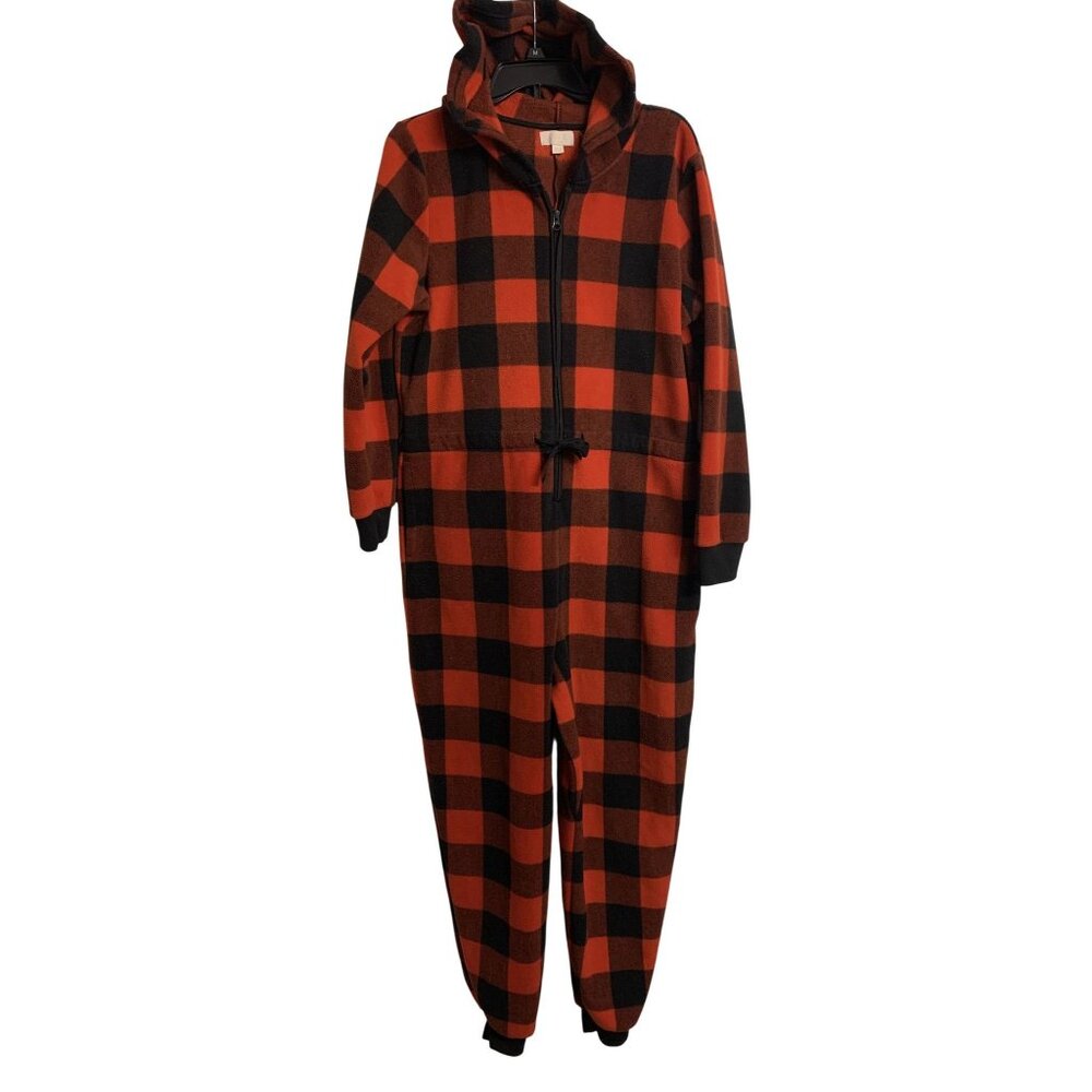 Love By Gap M/L Plaid Hooded Cozy Winter One-Piece Loungewear‎ Pajamas